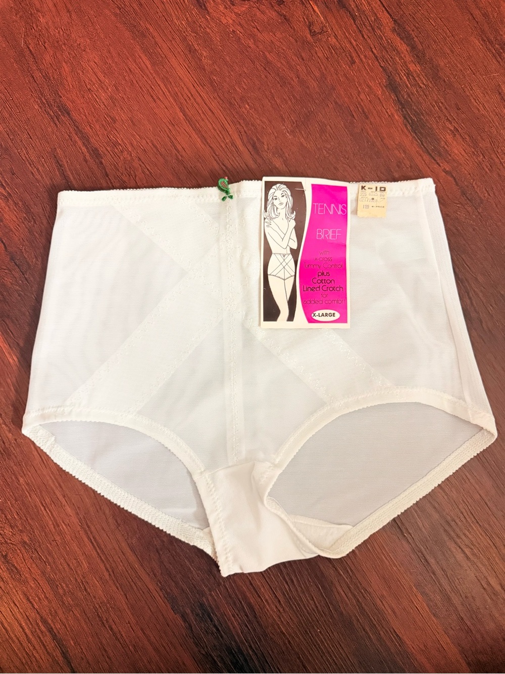 Vintage 1960’s Underwear Women’s High-Waist Brief in White Tennis Detail